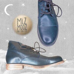 Blue Ankle Boots Miz Mooz All LEATHER, Back Zip Navy Booties - 7